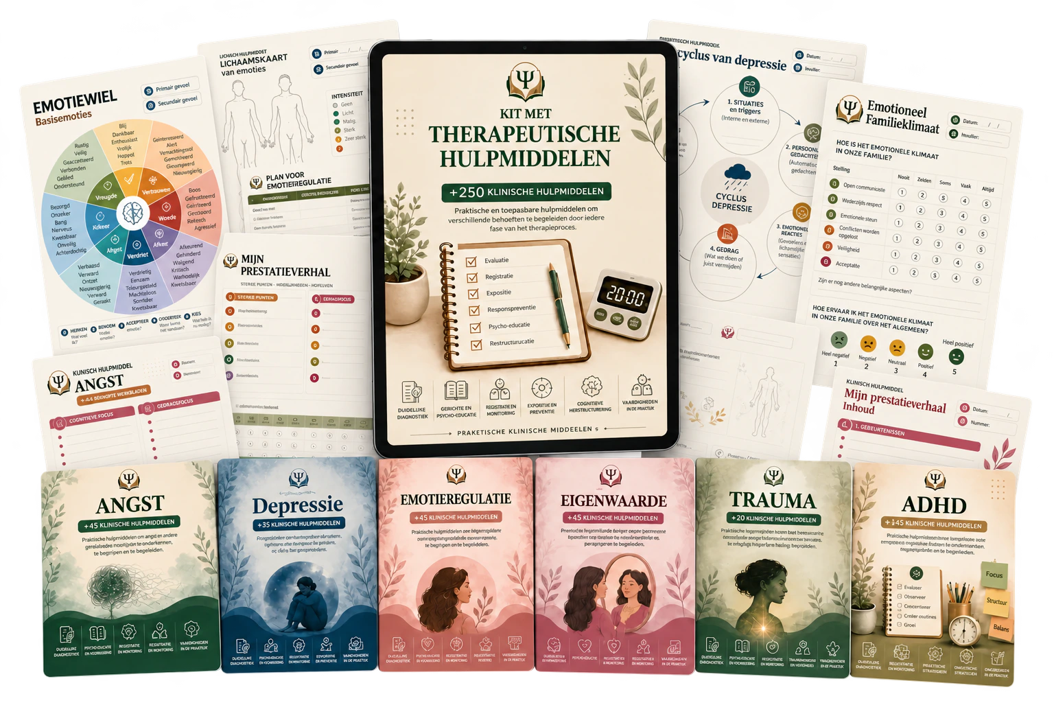 Collectie printbare therapeutische werkbladen