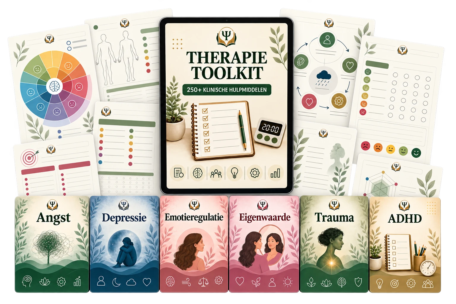 Collectie printbare therapeutische werkbladen